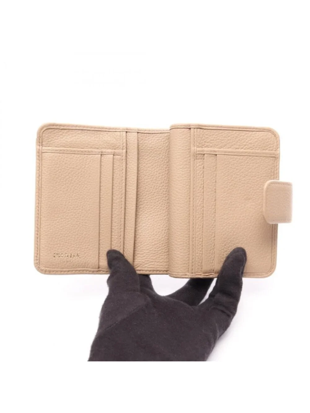Prada Bifold Wallet Beige Leather L